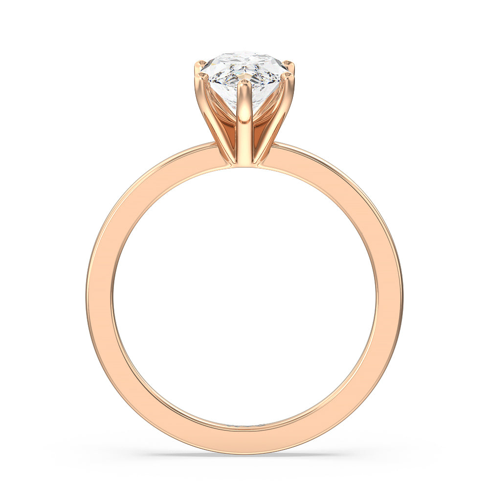 Marquise Cut Fine Petite Solitaire Diamond Engagement Ring with Lab Grown Diamond in 14KT Rose Gold view 2
