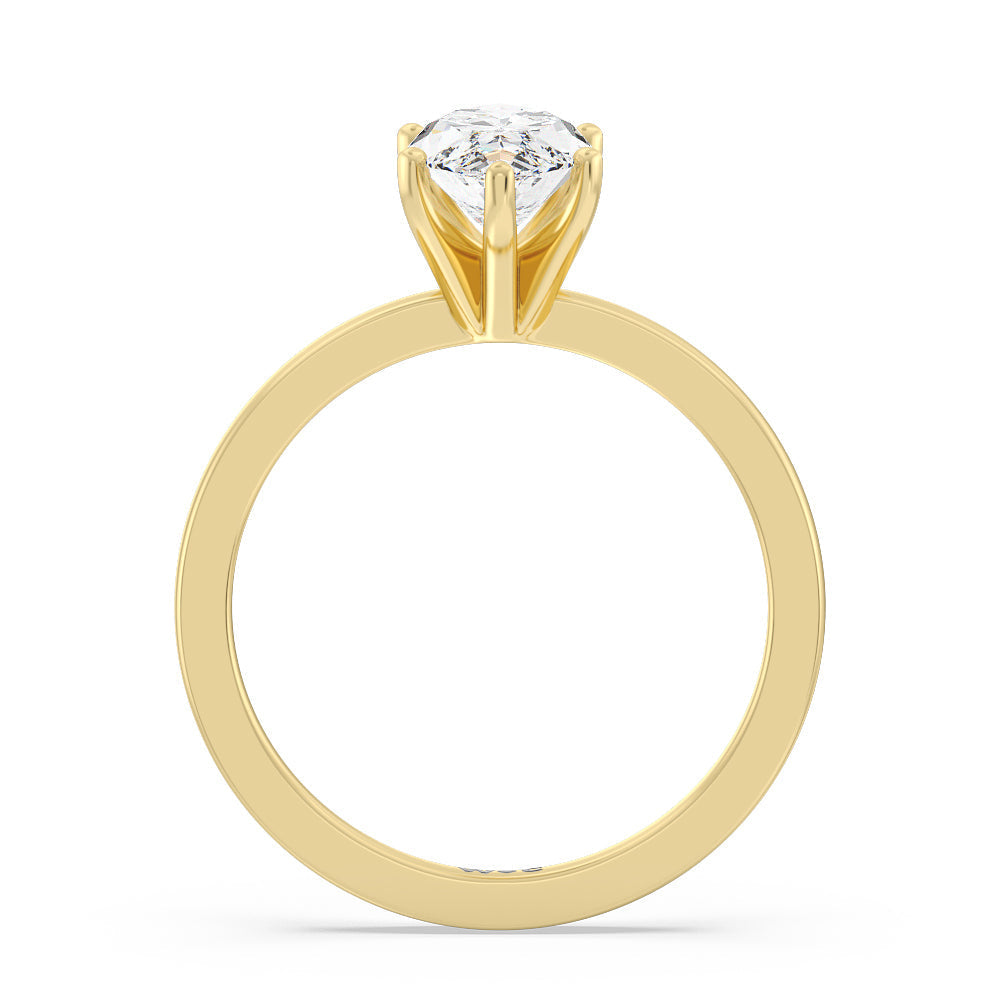 Marquise Cut Fine Petite Solitaire Diamond Engagement Ring with Lab Grown Diamond in 14KT Yellow Gold view 2
