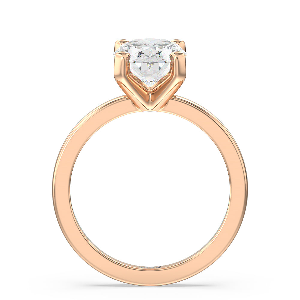 Oval Cut Fine Petite Solitaire Diamond Engagement Ring with Lab Grown Diamond in 14KT Rose Gold view 2
