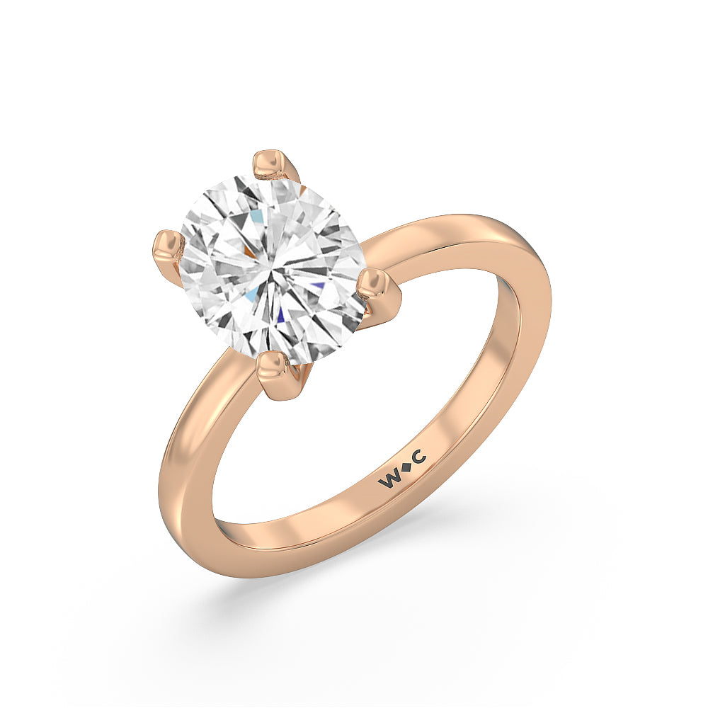Oval Cut Fine Petite Solitaire Diamond Engagement Ring with Lab Grown Diamond in 14KT Rose Gold view 3
