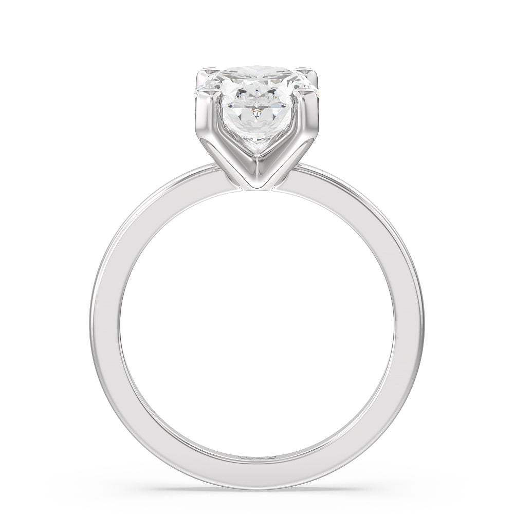 Oval Cut Fine Petite Solitaire Diamond Engagement Ring with Lab Grown Diamond in 14KT Platinum view 2
