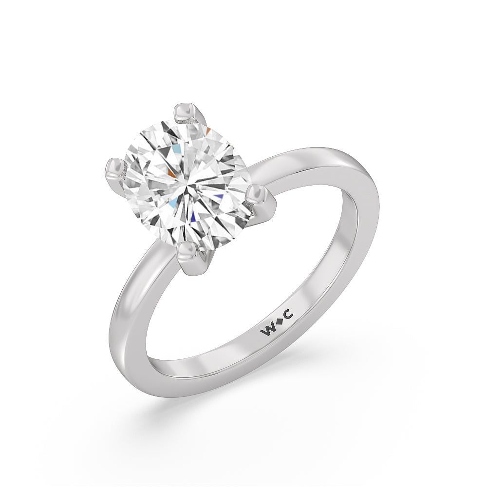 Oval Cut Fine Petite Solitaire Diamond Engagement Ring with Lab Grown Diamond in 14KT Platinum view 3
