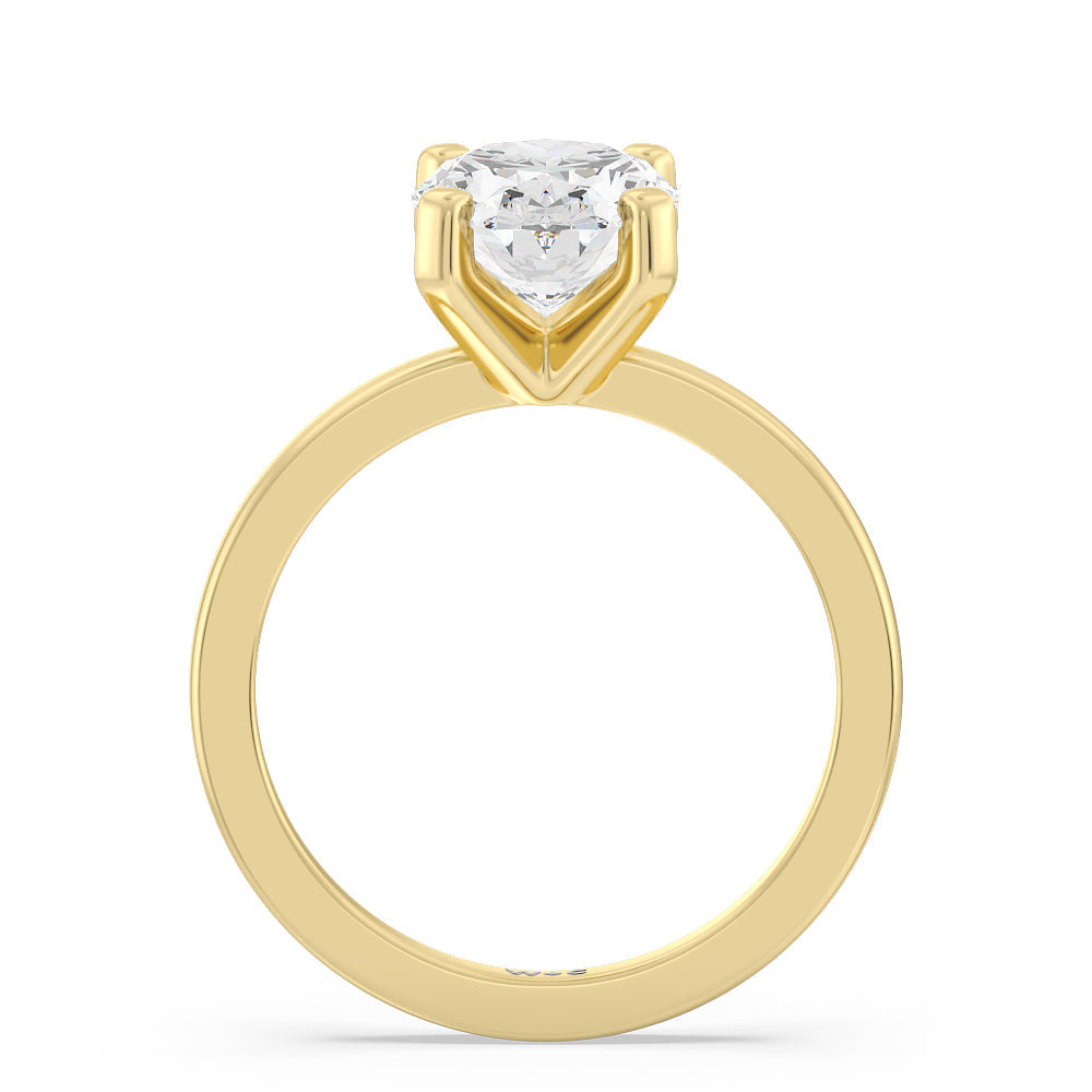 Oval Cut Fine Petite Solitaire Diamond Engagement Ring with Lab Grown Diamond in 14KT Yellow Gold view 2
