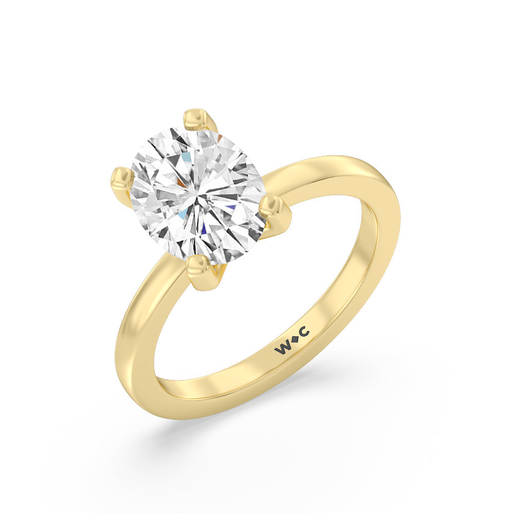Oval Cut Fine Petite Solitaire Diamond Engagement Ring with Lab Grown Diamond in 14KT Yellow Gold view 3
