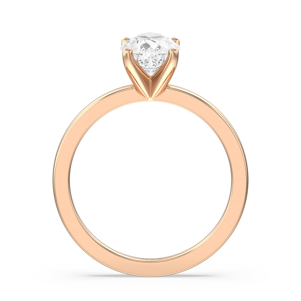Pear Cut Fine Petite Solitaire Diamond Engagement Ring with Lab Grown Diamond in 14KT Rose Gold view 2
