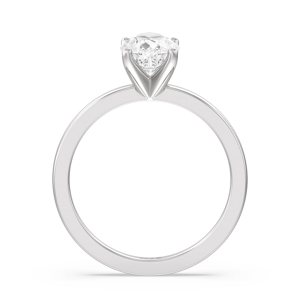 Pear Cut Fine Petite Solitaire Diamond Engagement Ring with Lab Grown Diamond in 14KT Platinum view 2
