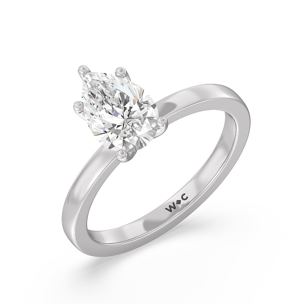 Pear Cut Fine Petite Solitaire Diamond Engagement Ring with Lab Grown Diamond in 14KT Platinum view 3
