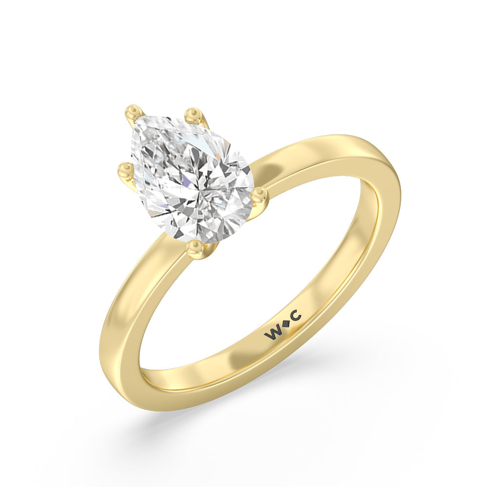 Pear Cut Fine Petite Solitaire Diamond Engagement Ring with Lab Grown Diamond in 14KT Yellow Gold view 3
