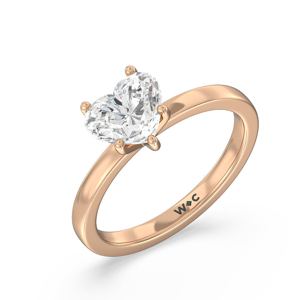 Heart Cut Fine Petite Solitaire Diamond Engagement Ring with Lab Grown Diamond in 14KT Rose Gold view 3
