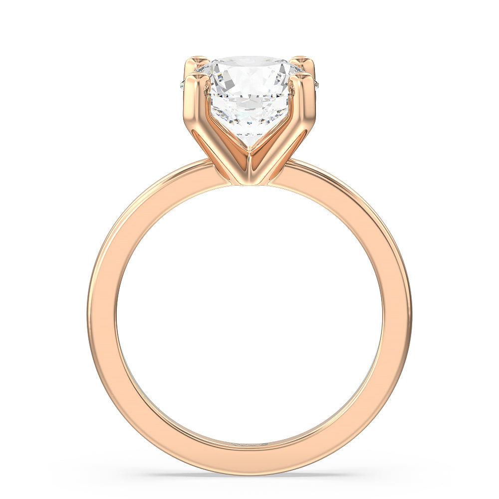 Round Cut Fine Petite Solitaire Diamond Engagement Ring with Lab Grown Diamond in 14KT Rose Gold view 2
