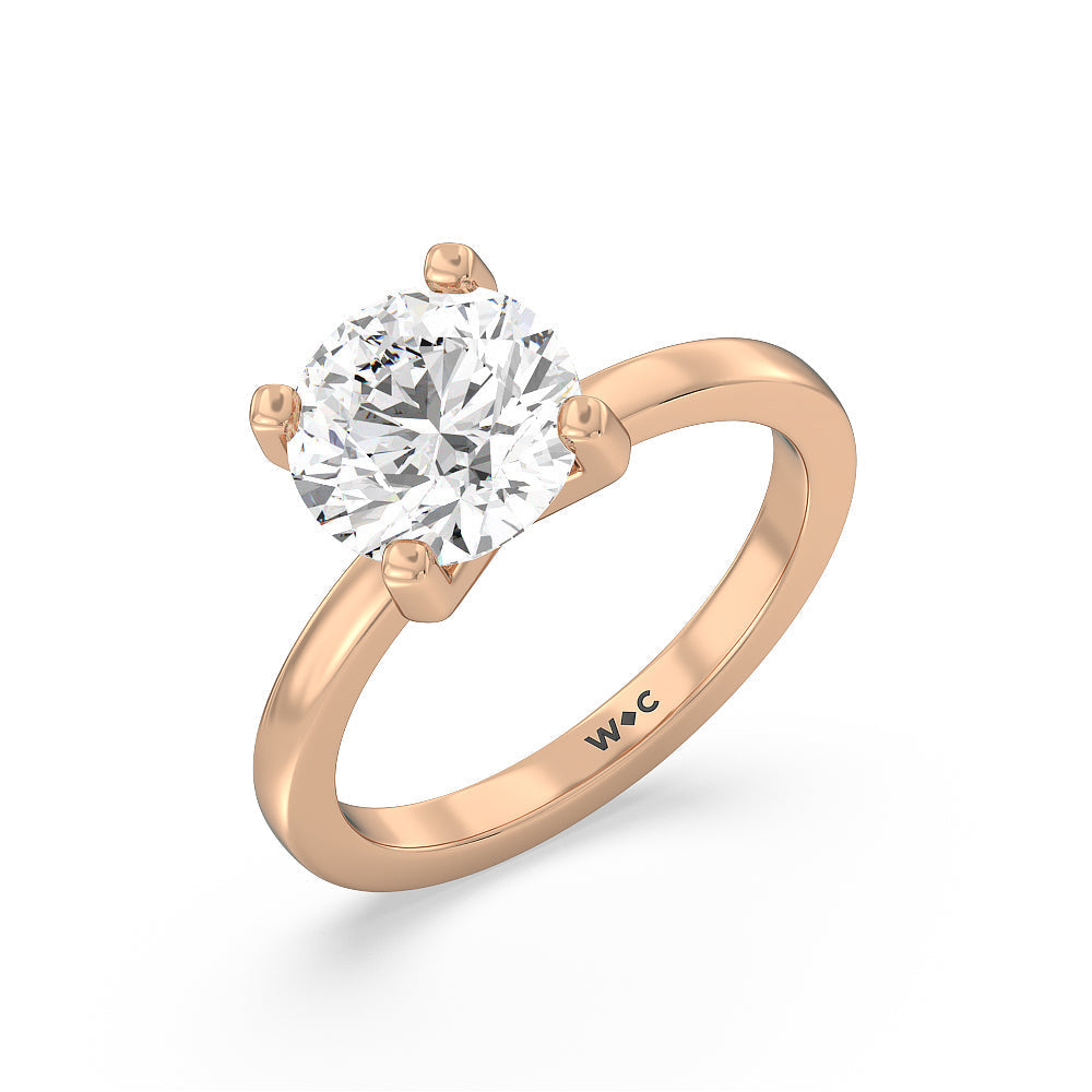 Round Cut Fine Petite Solitaire Diamond Engagement Ring with Lab Grown Diamond in 14KT Rose Gold view 3
