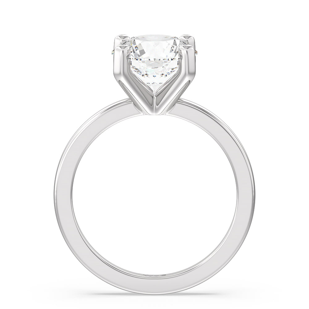 Petite Solitaire Diamond Engagement Ring with Round Cut Diamond in 14KT Platinum view 2
