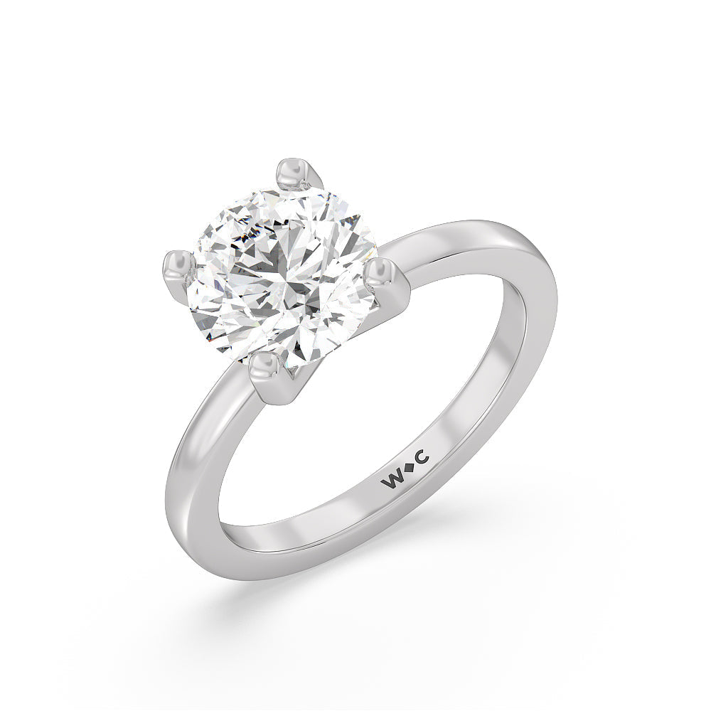 Round Cut Fine Petite Solitaire Diamond Engagement Ring with Lab Grown Diamond in 14KT Platinum view 3
