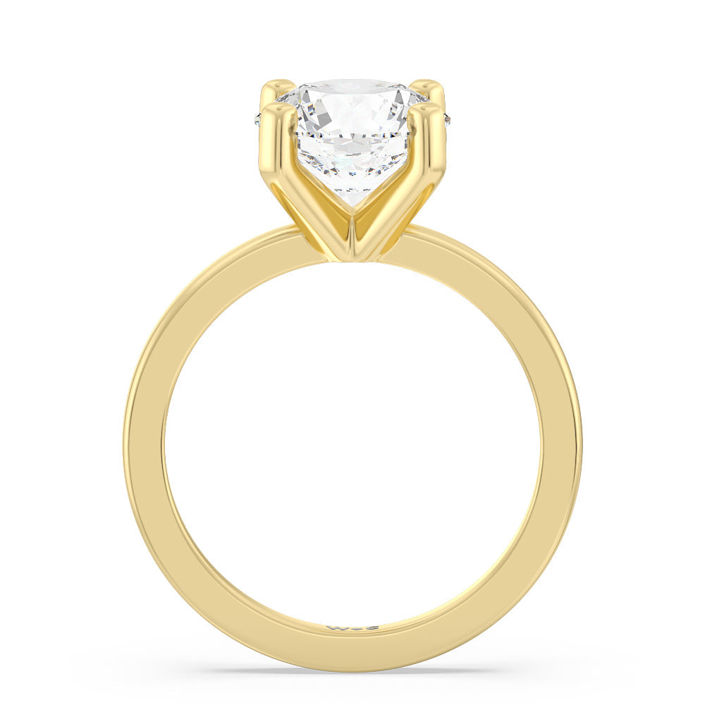 Petite Solitaire Diamond Engagement Ring with Round Cut Diamond in 14KT Yellow Gold view 2
