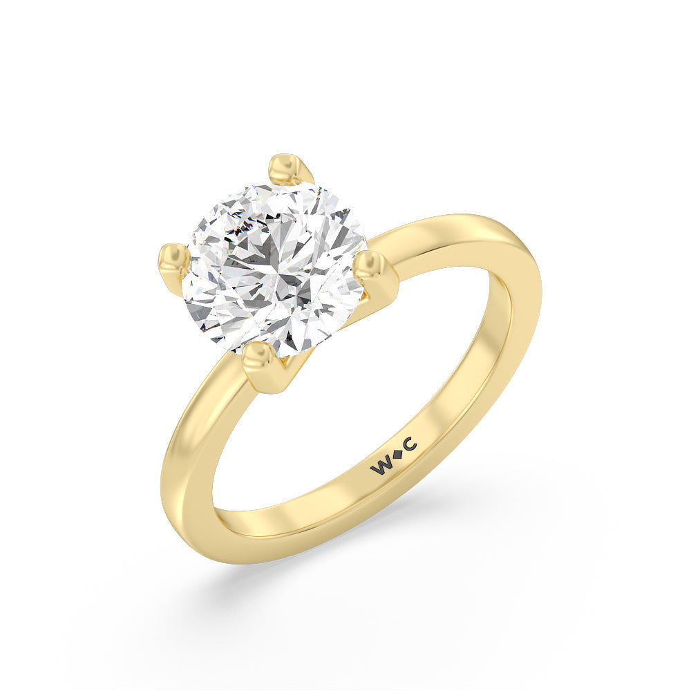 Round Cut Fine Petite Solitaire Diamond Engagement Ring with Lab Grown Diamond in 14KT Yellow Gold view 3
