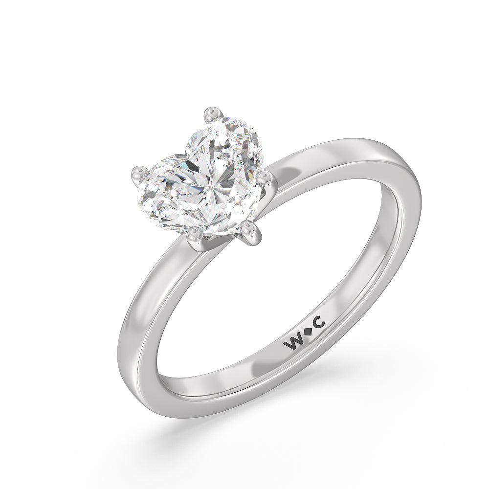Heart Cut Fine Petite Solitaire Diamond Engagement Ring with Lab Grown Diamond in 14KT Platinum view 3
