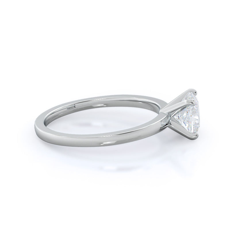 Cushion Cut Fine Petite Solitaire Diamond Engagement Ring with Lab Grown Diamond in 14KT Platinum view 3
