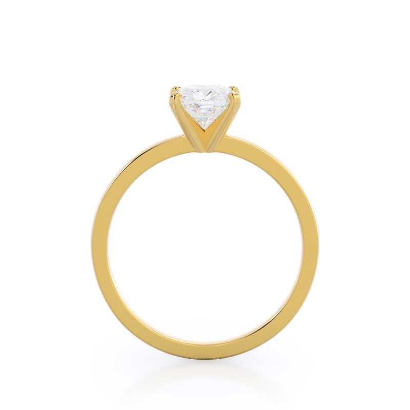 Cushion Cut Fine Petite Solitaire Diamond Engagement Ring with Lab Grown Diamond in 14KT Yellow Gold view 2
