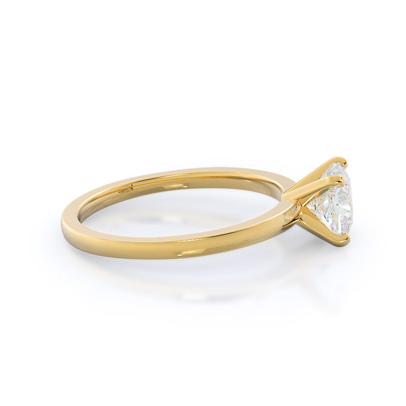 Cushion Cut Fine Petite Solitaire Diamond Engagement Ring with Lab Grown Diamond in 14KT Yellow Gold view 3

