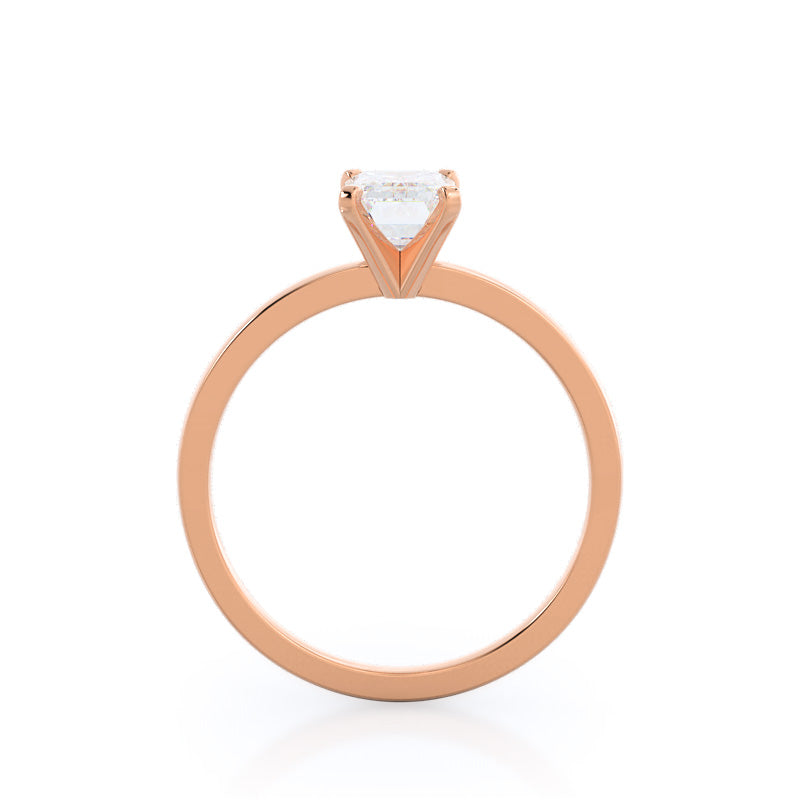 Emerald Cut Fine Petite Solitaire Diamond Engagement Ring with Lab Grown Diamond in 14KT Rose Gold view 2
