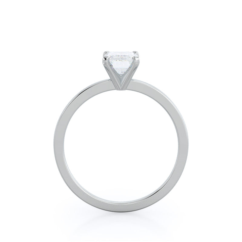 Emerald Cut Fine Petite Solitaire Diamond Engagement Ring with Lab Grown Diamond in 14KT Platinum view 2
