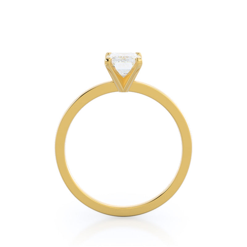 Emerald Cut Fine Petite Solitaire Diamond Engagement Ring with Lab Grown Diamond in 14KT Yellow Gold view 2
