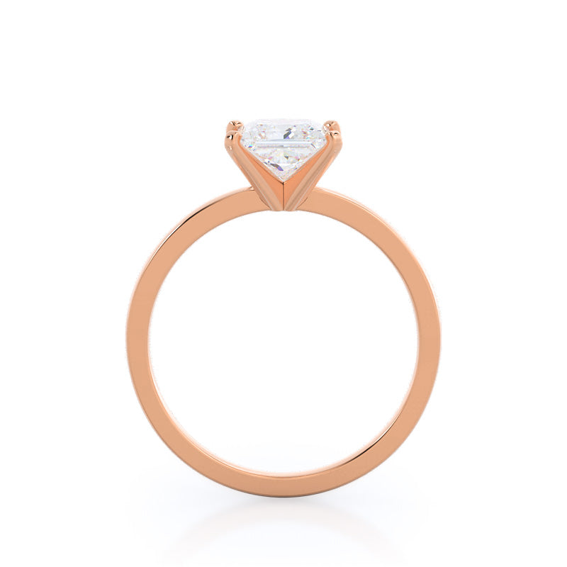 Princess Cut Fine Petite Solitaire Diamond Engagement Ring with Lab Grown Diamond in 14KT Rose Gold view 2
