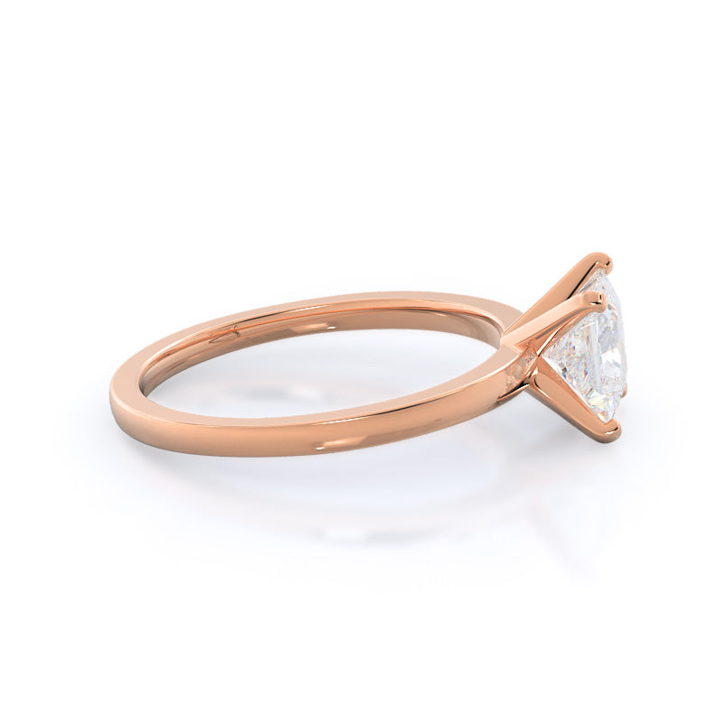 Princess Cut Fine Petite Solitaire Diamond Engagement Ring with Lab Grown Diamond in 14KT Rose Gold view 3
