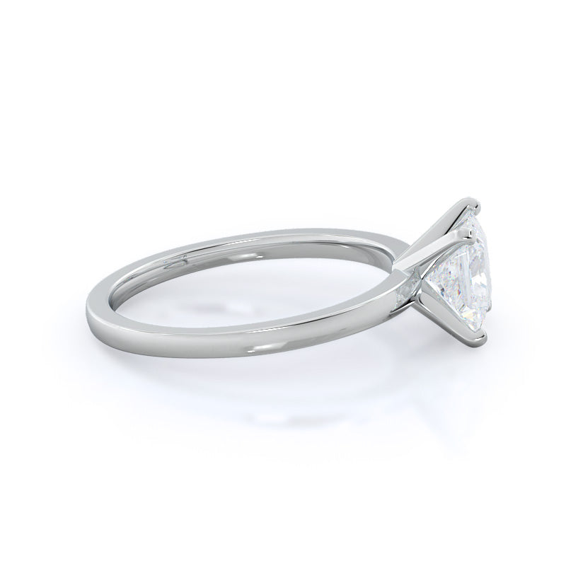 Petite Solitaire Diamond Engagement Ring with Princess Cut Diamond in 14KT Platinum view 3
