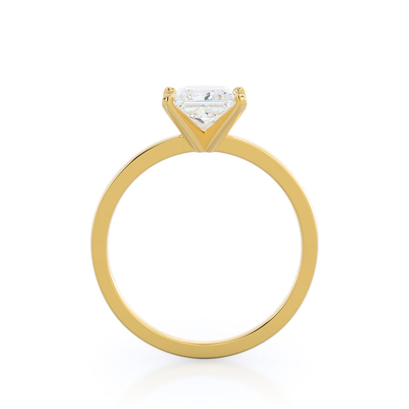 Princess Cut Fine Petite Solitaire Diamond Engagement Ring with Lab Grown Diamond in 14KT Yellow Gold view 2
