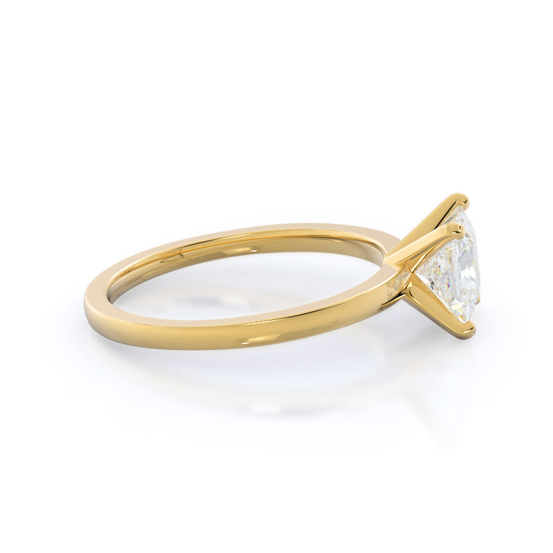 Princess Cut Fine Petite Solitaire Diamond Engagement Ring with Lab Grown Diamond in 14KT Yellow Gold view 3
