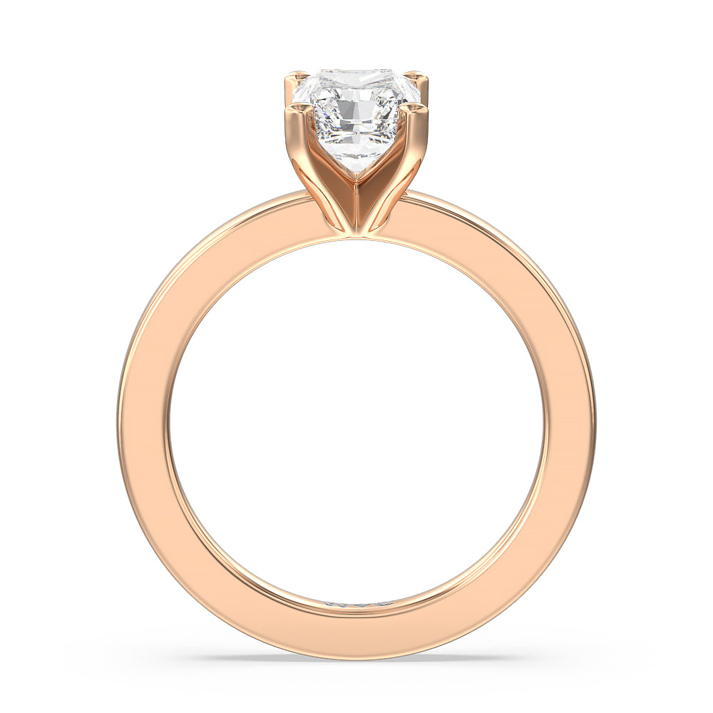 Radiant Cut Fine Petite Solitaire Diamond Engagement Ring with Lab Grown Diamond in 14KT Rose Gold view 2
