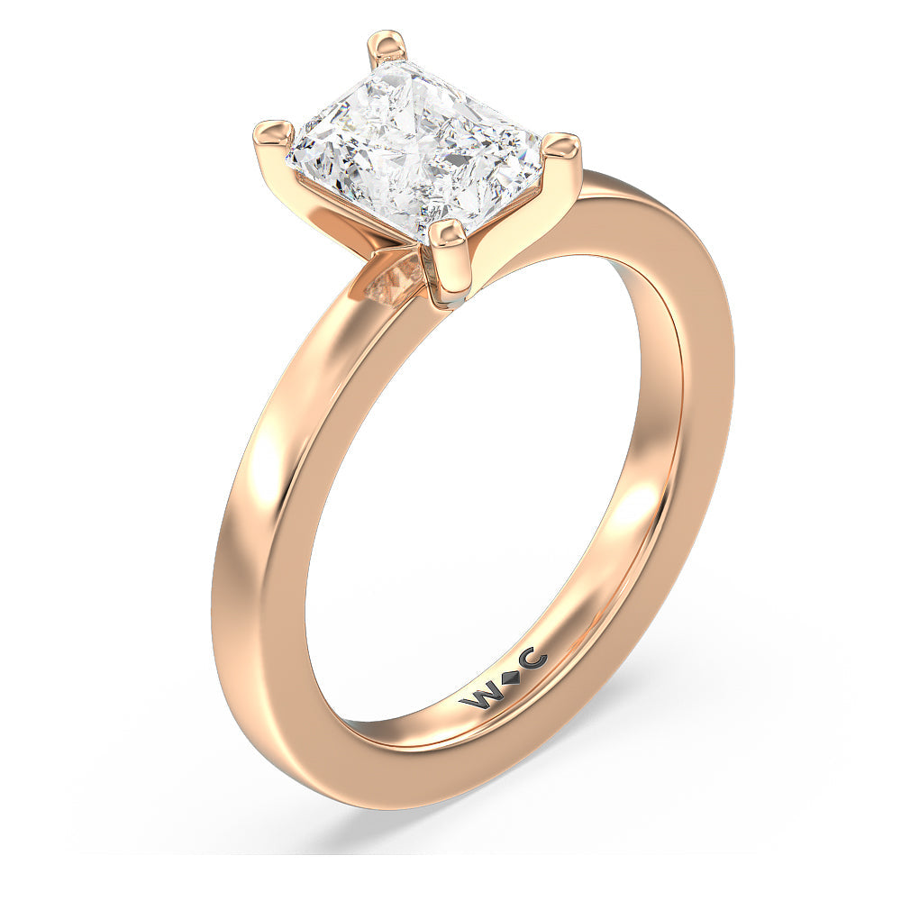 Petite Solitaire Diamond Engagement Ring with Radiant Cut Diamond in 14KT Rose Gold view 3

