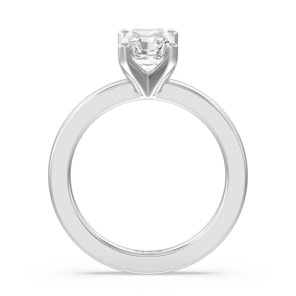 Petite Solitaire Diamond Engagement Ring with Radiant Cut Diamond in 14KT Platinum view 2

