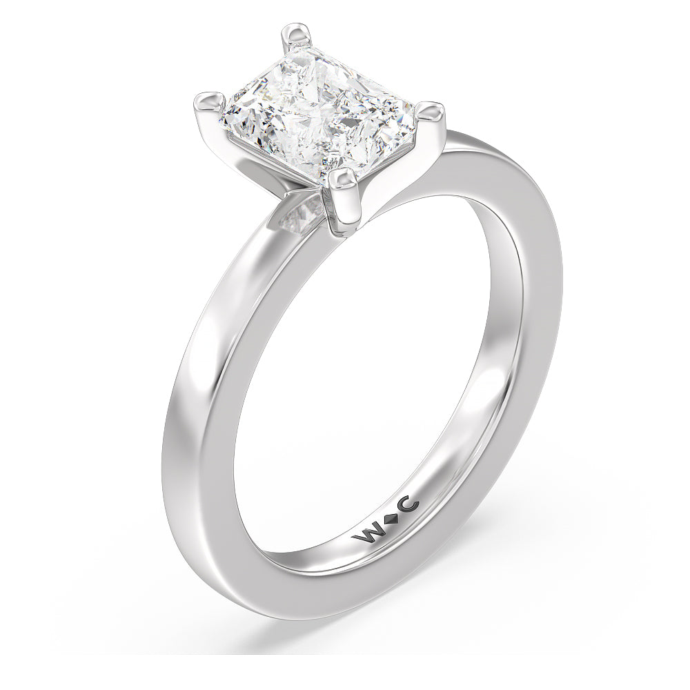 Radiant Cut Fine Petite Solitaire Diamond Engagement Ring with Lab Grown Diamond in 14KT Platinum view 3
