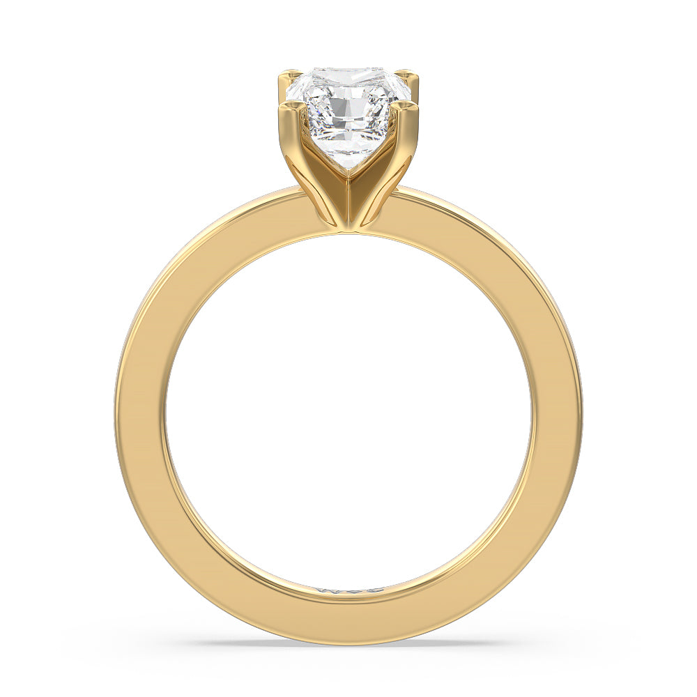 Radiant Cut Fine Petite Solitaire Diamond Engagement Ring with Lab Grown Diamond in 14KT Yellow Gold view 2
