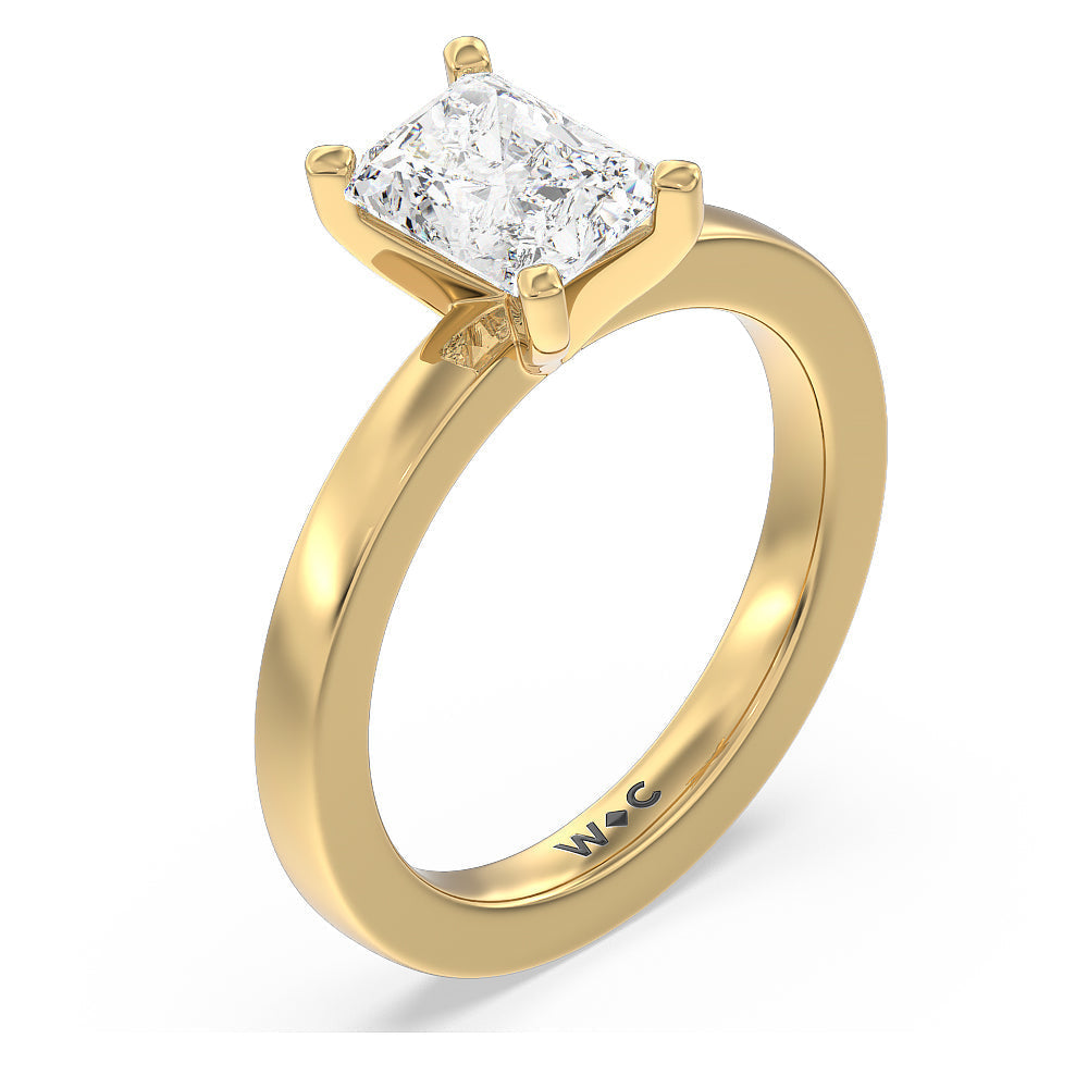 Radiant Cut Fine Petite Solitaire Diamond Engagement Ring with Lab Grown Diamond in 14KT Yellow Gold view 3
