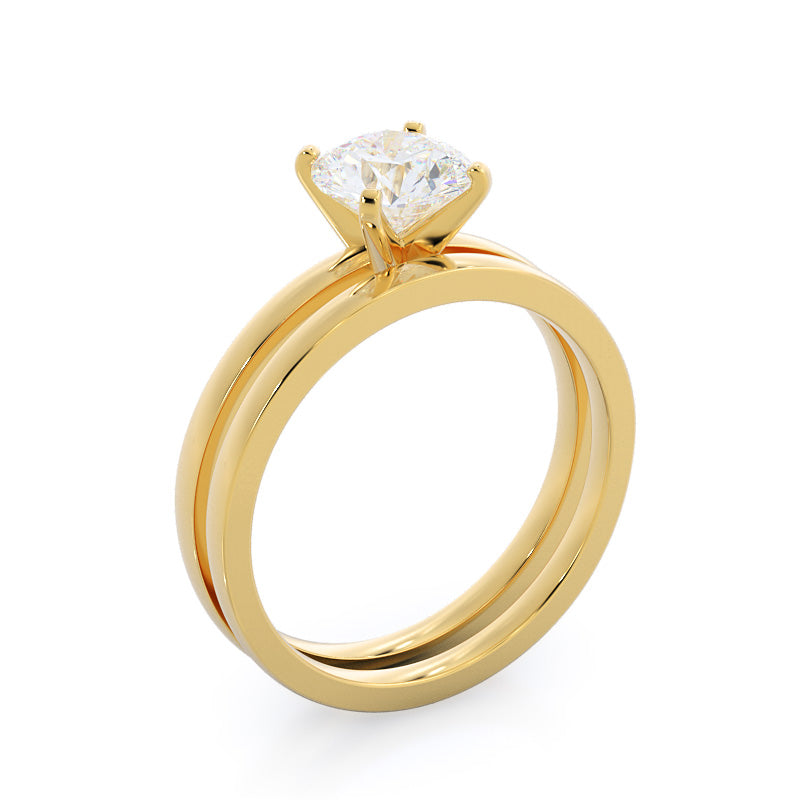 Round Cut Fine Petite Solitaire Diamond Engagement Ring with Lab Grown Diamond in 14KT Yellow Gold view 4

