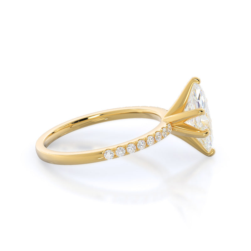 Classic Pave Diamond Engagement Ring with Marquise Cut Diamond in 14KT Yellow Gold view 3
