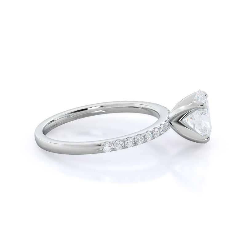 Classic Pave Diamond Engagement Ring with Oval Cut Diamond in 14KT Platinum view 3
