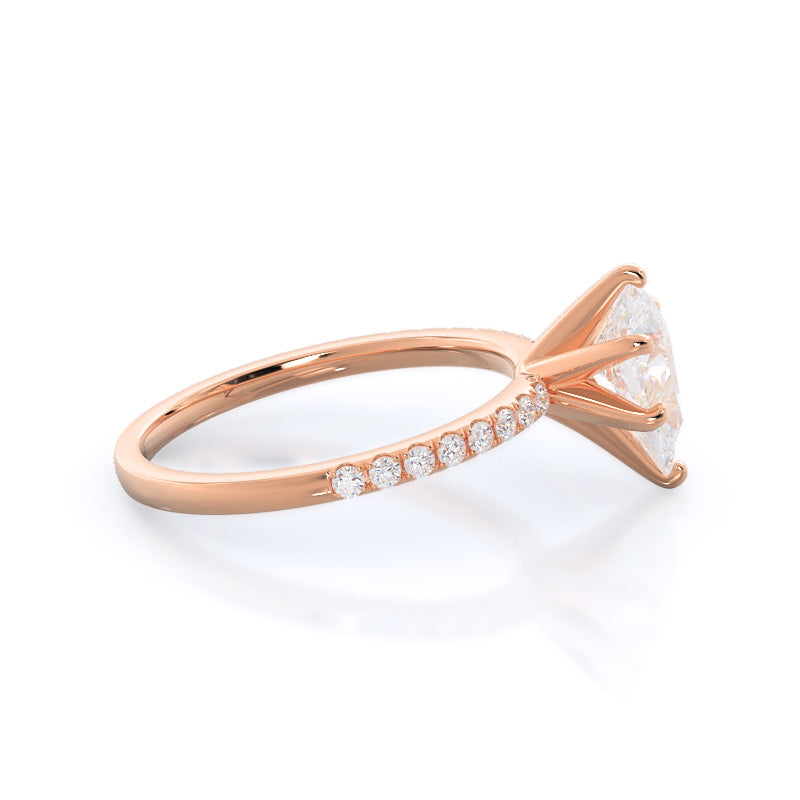 Classic Pave Diamond Engagement Ring with Pear Cut Diamond in 14KT Rose Gold view 3
