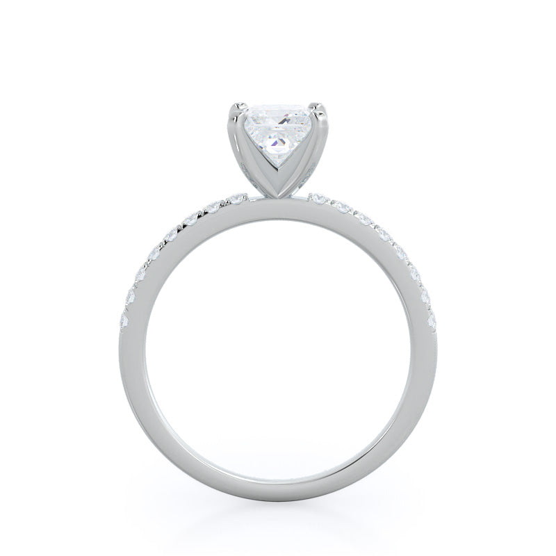 Classic Pave Diamond Engagement Ring with Princess Cut Diamond in 14KT Platinum view 2
