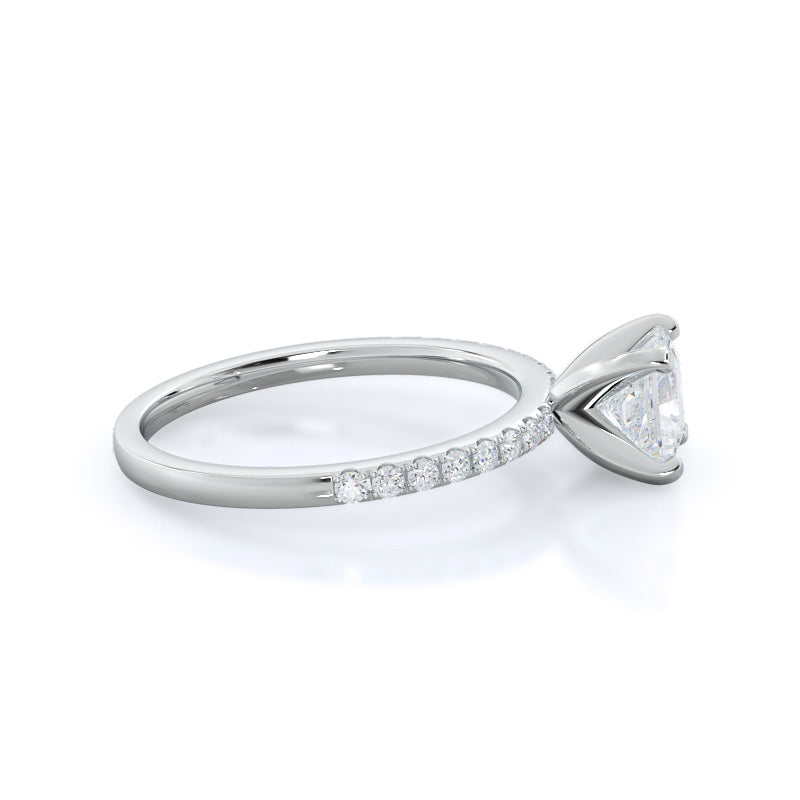 Classic Pave Diamond Engagement Ring with Princess Cut Diamond in 14KT Platinum view 3
