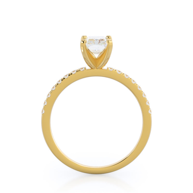 Classic Pave Diamond Engagement Ring with Radiant Cut Diamond in 14KT Yellow Gold view 2
