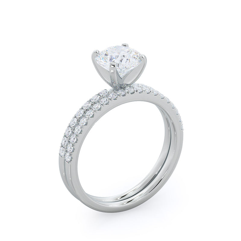 Classic Pave Diamond Engagement Ring with Round Cut Diamond in 14KT Platinum view 4
