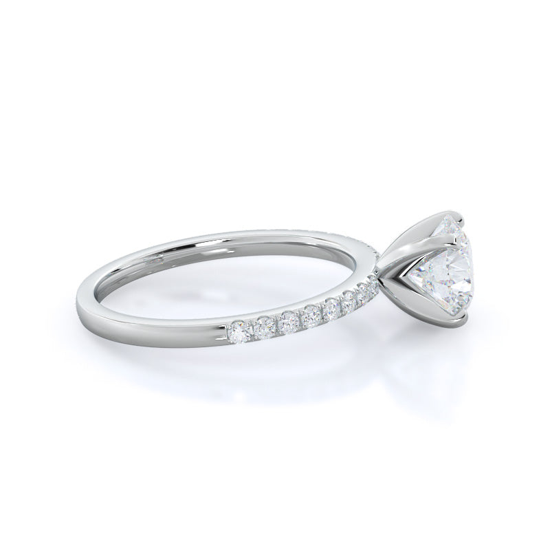 Classic Pave Diamond Engagement Ring with Round Cut Diamond in 14KT Platinum view 3
