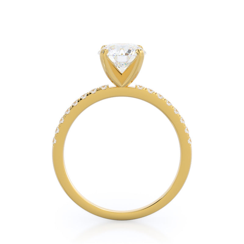 Classic Pave Diamond Engagement Ring with Round Cut Diamond in 14KT Yellow Gold view 2
