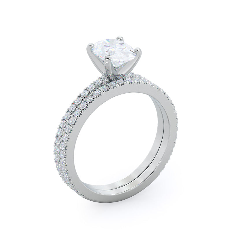 Petite French Set Diamond Engagement Ring with Asscher Cut Diamond in 14KT Platinum view 4
