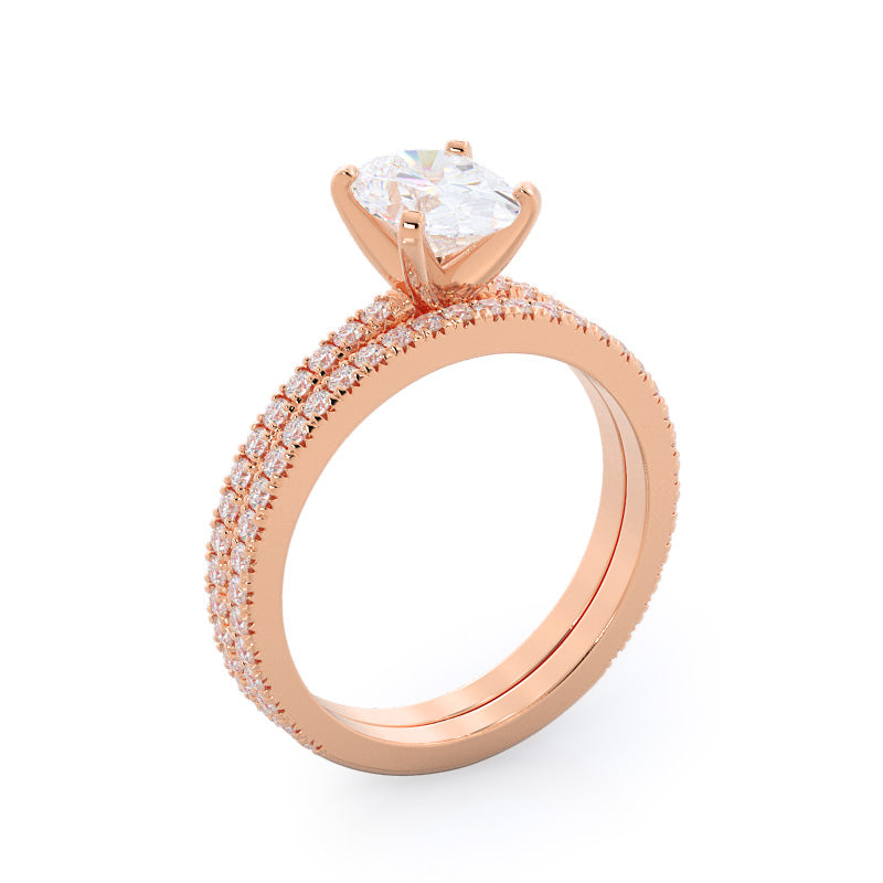 Petite French Set Diamond Engagement Ring with Marquise Cut Diamond in 14KT Rose Gold view 4
