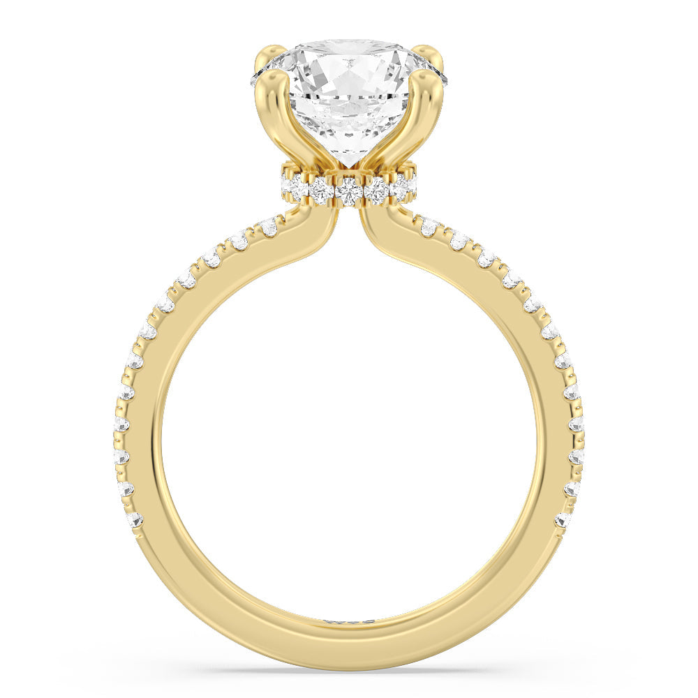 Pave Love Knot Diamond Engagement Ring with Round Cut Diamond in 14KT Yellow Gold view 2
